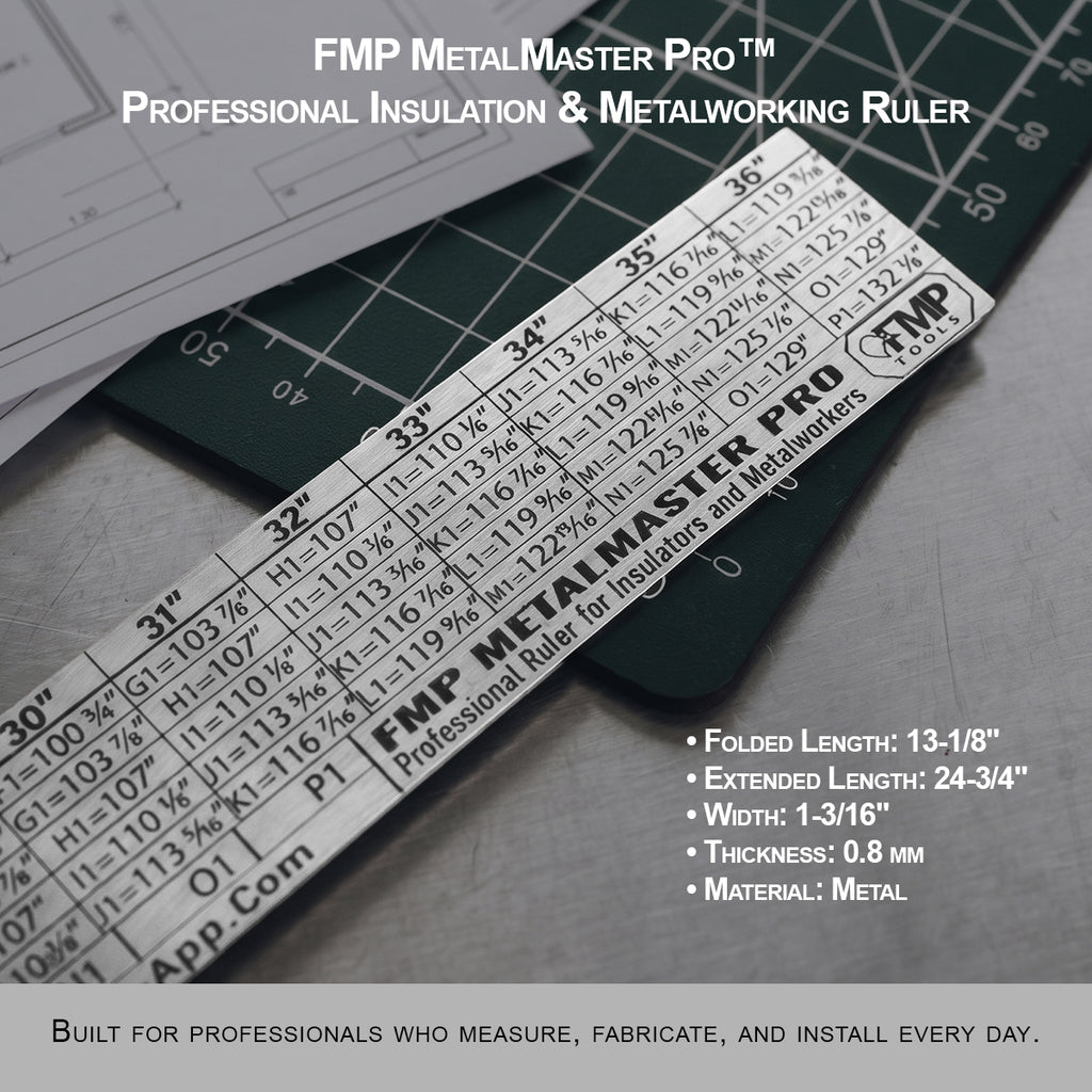 FMP MetalMaster Pro™ Professional Insulation & Metalworking Ruler (2 foot folding .8mm thick)