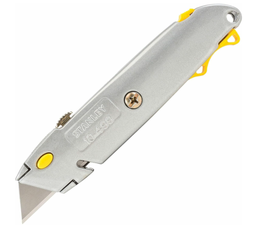 Utility Knife with Retractable Blade and Twine Cutter, Silver