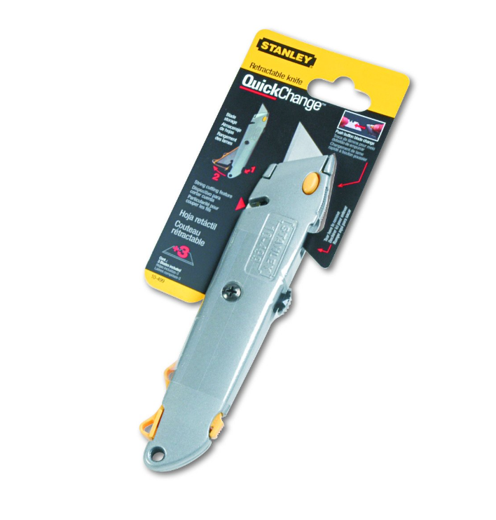 Utility Knife with Retractable Blade and Twine Cutter, Silver